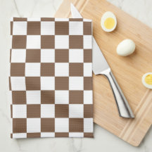 Brown and White Checkered Kitchen Towel