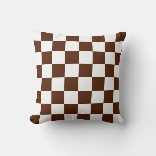 Brown and White Checks Throw Pillow