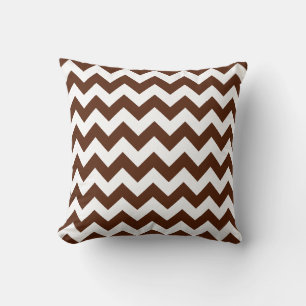 Brown and White Chevron Throw Pillow