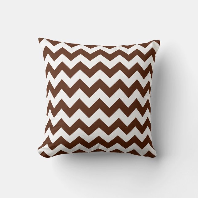 Brown and White Chevron Throw Pillow (Front)