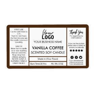 Brown And White Coffee Scented Soy Candle Label