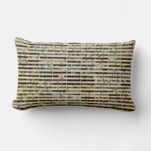 Brown and white concrete building lumbar pillow