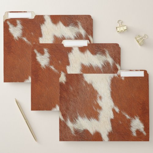 Brown and White Cow Fur Texture File Folder