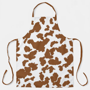 Brown And White Cow Hide Fur Pattern Apron