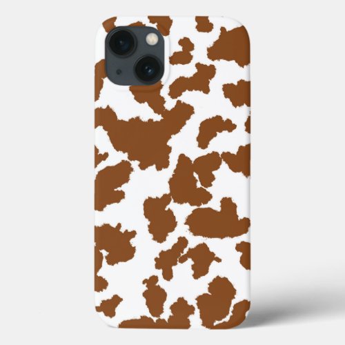 Brown And White Cow Hide Fur Pattern  iPhone 13 Case