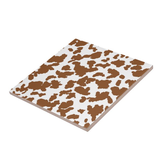 Brown And White Cow Hide Fur Pattern Ceramic Tile (Side)