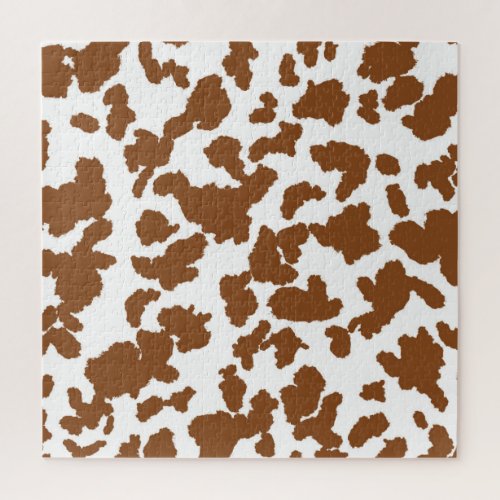 Brown And White Cow Hide Fur Pattern Jigsaw Puzzle