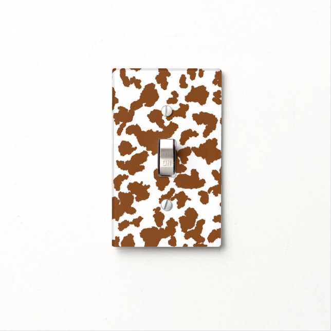 Brown And White Cow Hide Fur Pattern Light Switch Cover (In Situ)