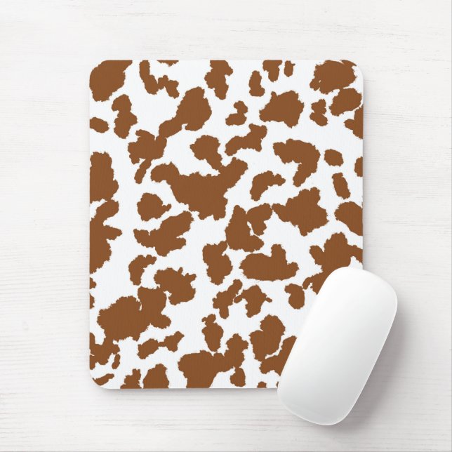 Brown And White Cow Hide Fur Pattern Mouse Pad (With Mouse)