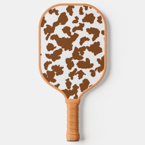 Brown And White Cow Hide Fur Pattern Pickleball Paddle