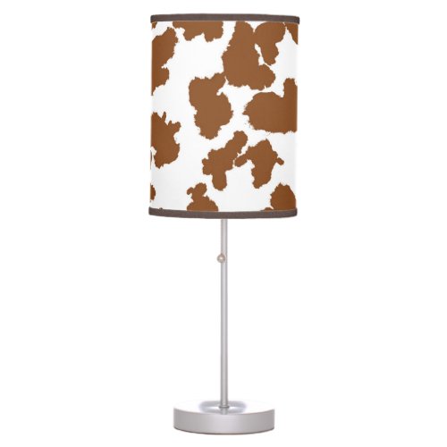 Brown And White Cow Hide Fur Pattern Table Lamp