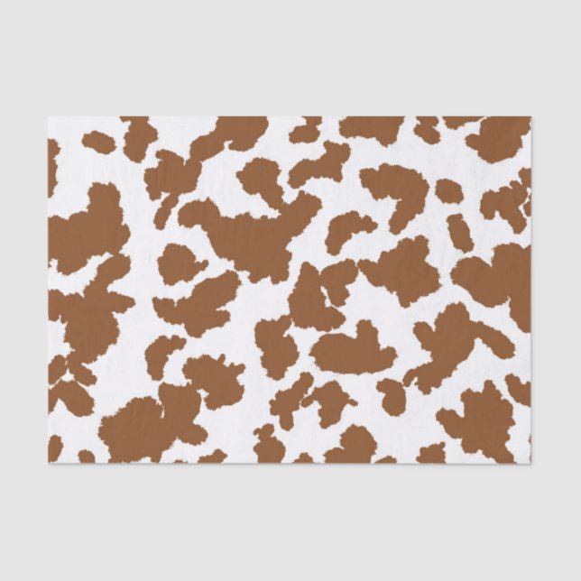 Brown And White Cow Hide Fur Pattern Tissue Paper (Front)