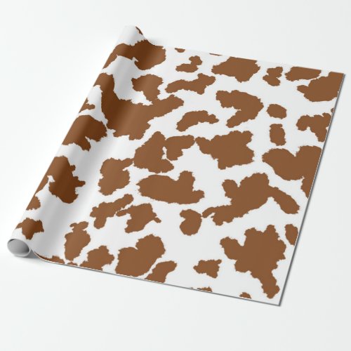 Brown And White Cow Hide Fur Pattern  Wrapping Paper