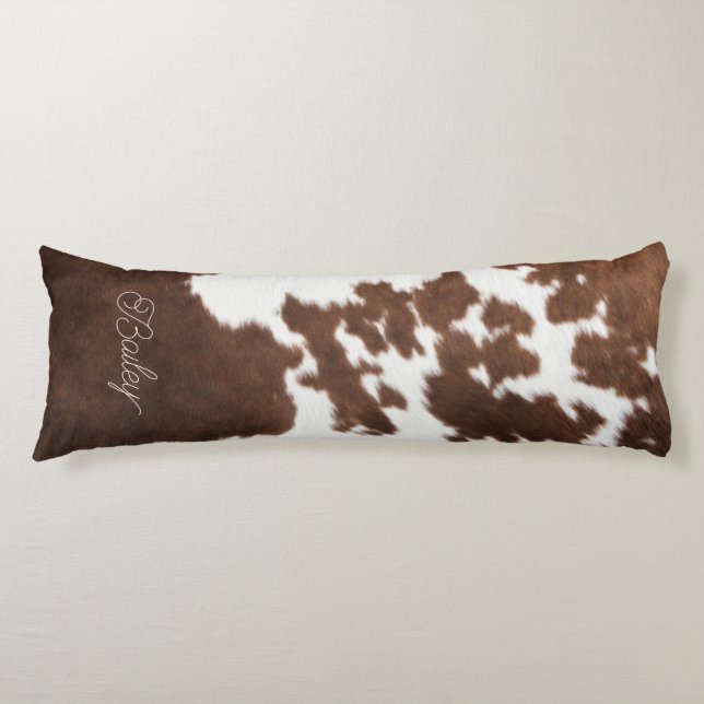 Brown and White Cowhide  Body Pillow (Front)