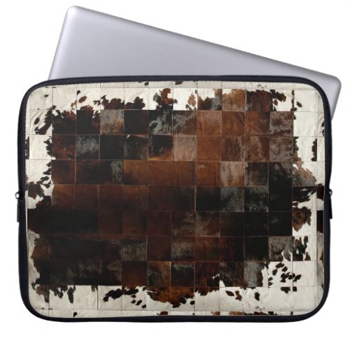 Brown and White Cowhide Country Western Laptop Sleeve
