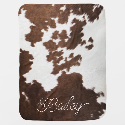Brown and White Cowhide Fleece Blanket