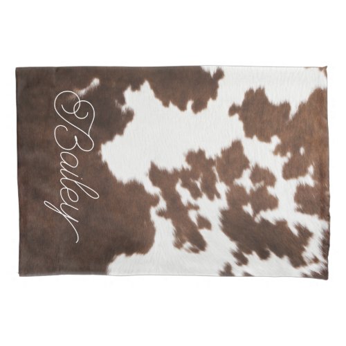 Brown and White Cowhide  Pillow Case