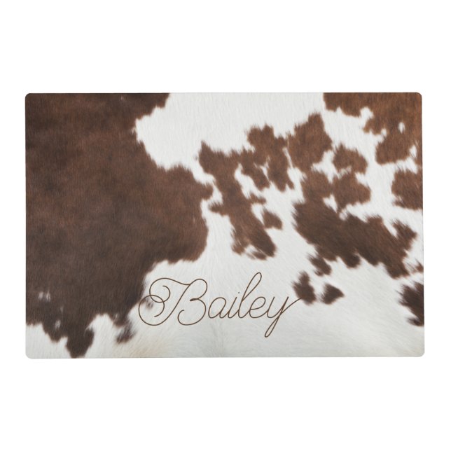 Brown and White Cowhide Placemat (Front)