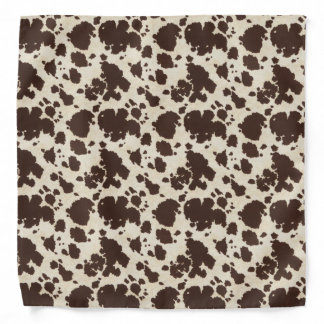 Brown and white cowhide print bandana
