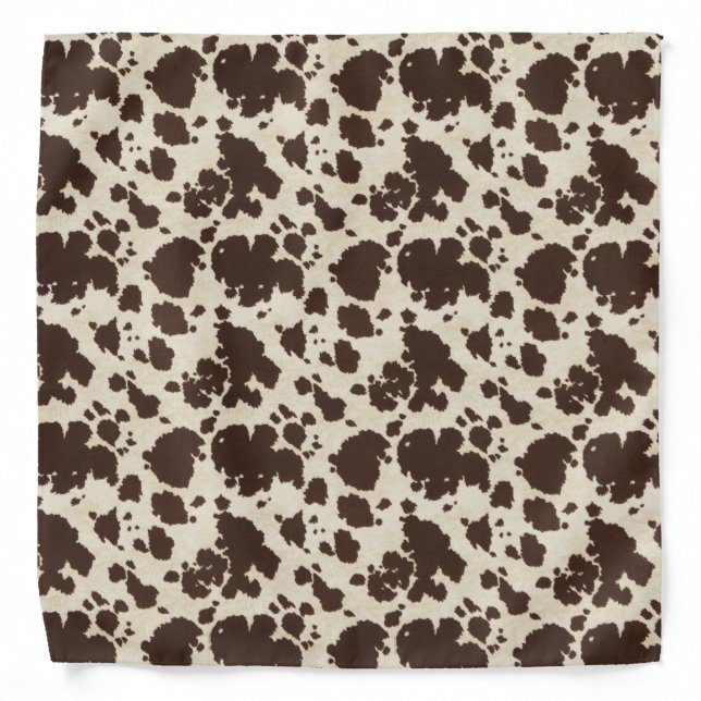 Brown and white cowhide print bandana (Front)