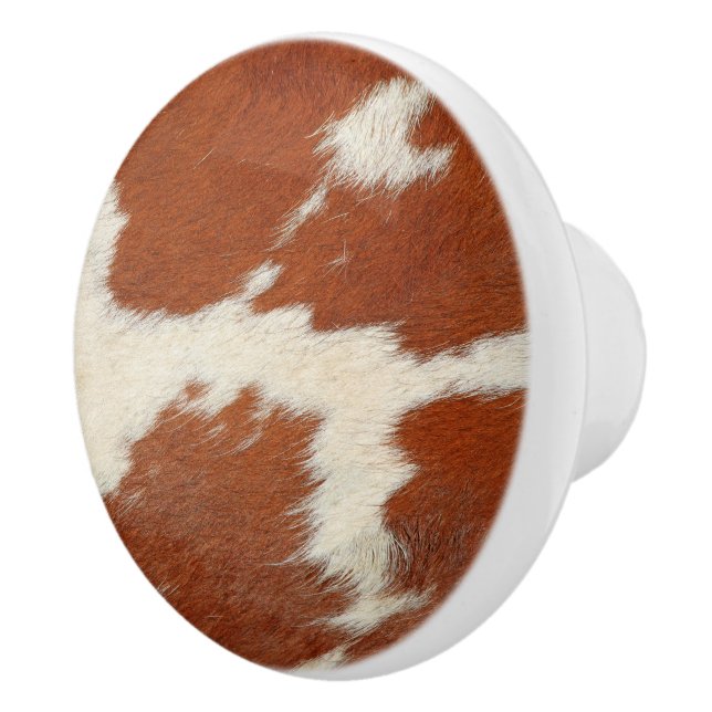Brown and white cowhide texture ceramic knob (Right)