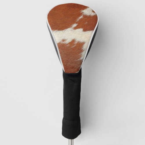 Brown and white cowhide texture golf head cover