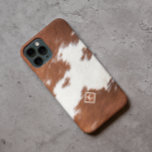 Brown and white cowhide texture Monogram Case-Mate iPhone 14 Pro Case<br><div class="desc">Image of brown and white cowhide texture. Customizable monogram.</div>