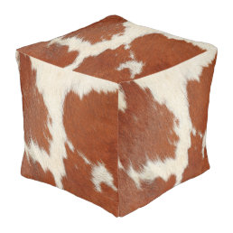 Brown and white cowhide texture pouf