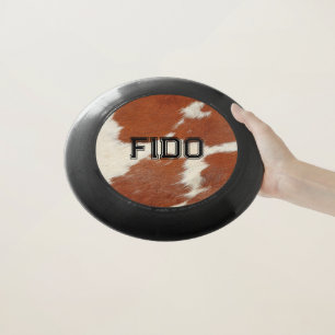 Brown and white cowhide texture Wham-O frisbee