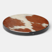 Brown and white cowhide texture wireless charger (Front 2)