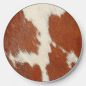 Brown and white cowhide texture wireless charger (Front)