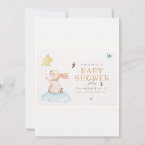 Brown and White Cute Baby Shower Card