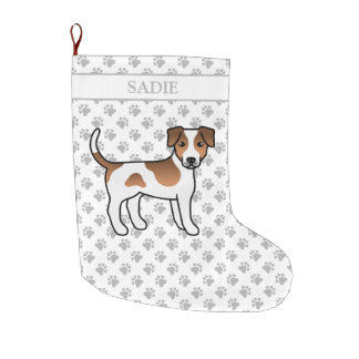 Brown And White Danish-Swedish Farmdog &amp; Name Large Christmas Stocking