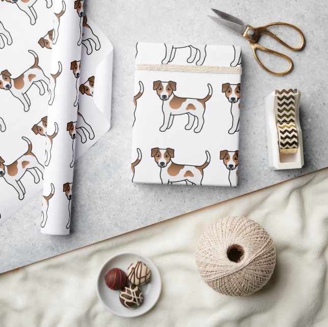 Brown And White Danish-Swedish Farmdog Pattern Wrapping Paper (Crafts)