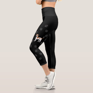 Brown And White Danish-Swedish Farmdog & Paws Capri Leggings