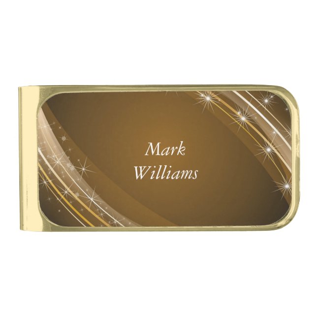 Brown and White Decorative Money Clip (Front)