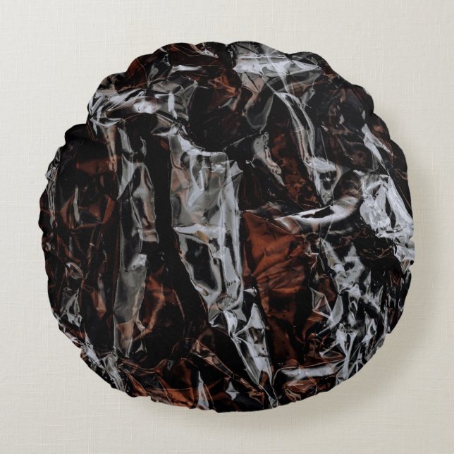 Brown and white dried leaves round pillow (Front)