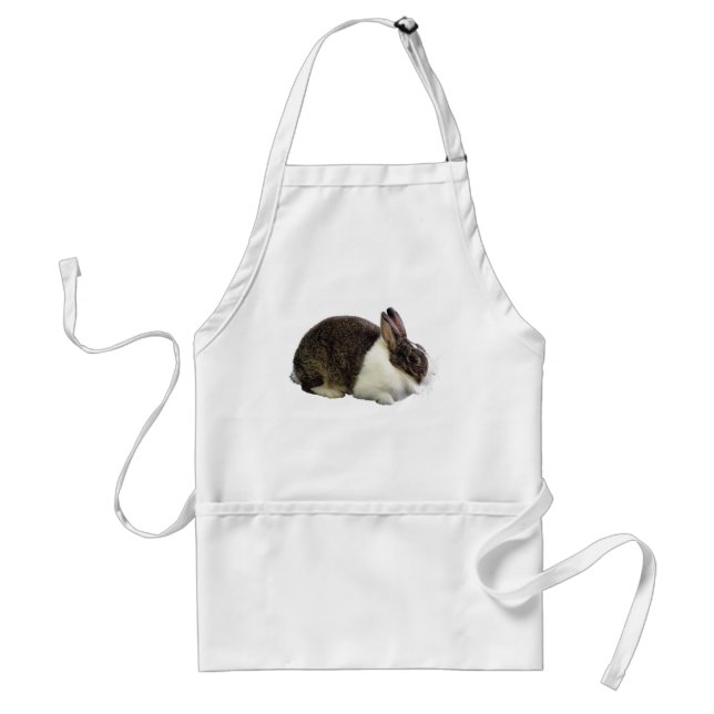 Brown and White Dutch Rabbit Adult Apron (Front)