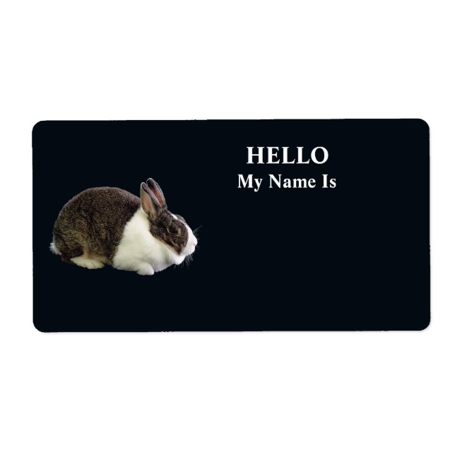 Brown and White Dutch Rabbit Label (Front)
