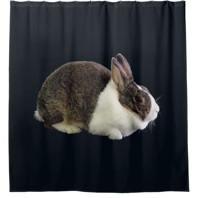 Brown and White Dutch Rabbit Shower Curtain (Front)