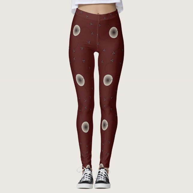 Brown and White Egg and Sperm Design Leggings (Front)