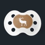 Brown and White Elk Pacifier<br><div class="desc">Simple elk in profile silhouette in brown and white.</div>