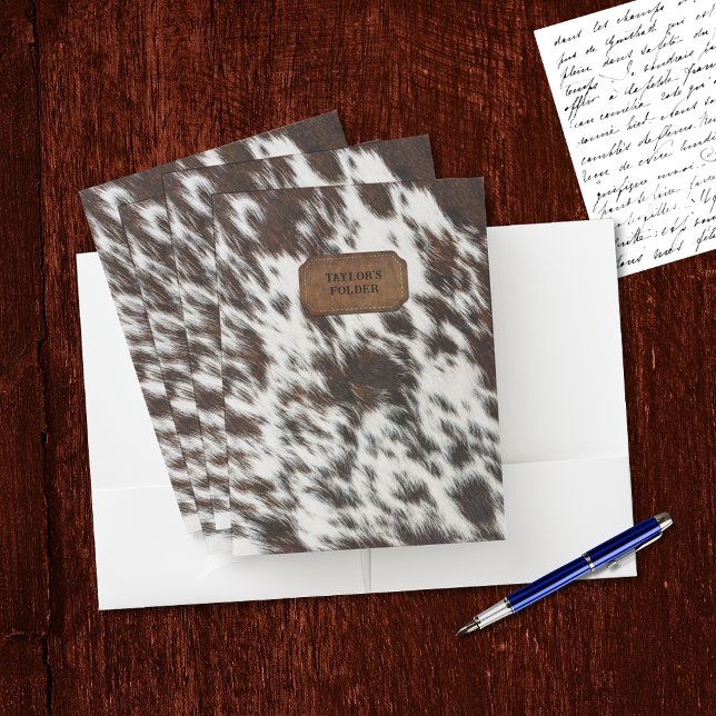Brown and White Faux Cow Fur and Leather  Pocket Folder (Creator Uploaded)