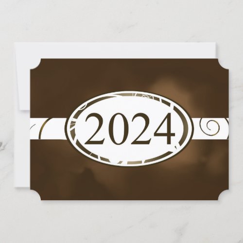Brown and White Floral Button 2024 Card
