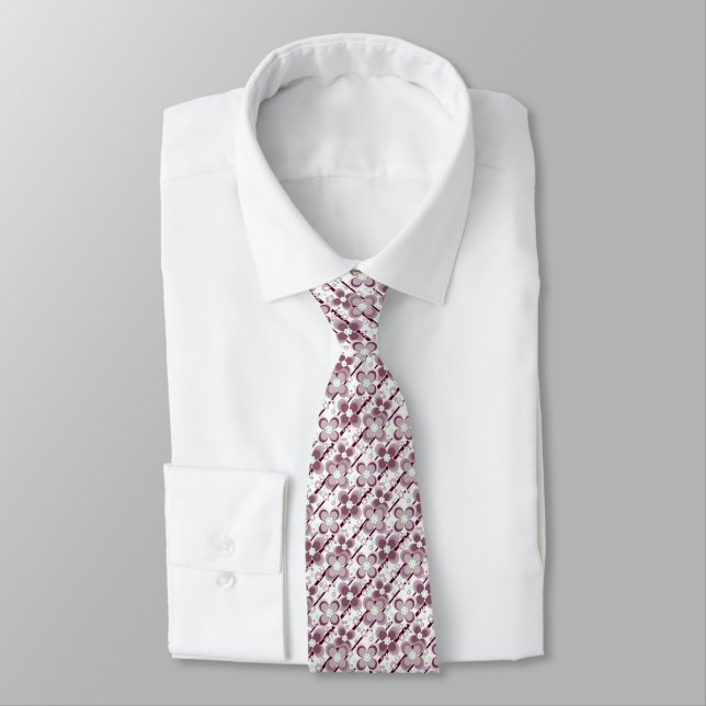 brown and white floral pattern neck tie (Tied)