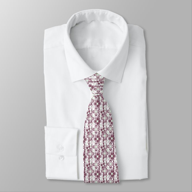 brown and white floral pattern neck tie (Tied)