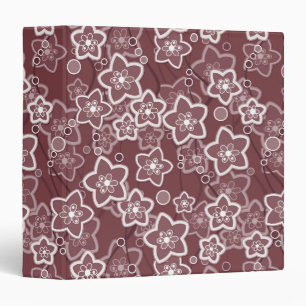 brown and white floral pattern retro sixties 3 ring binder