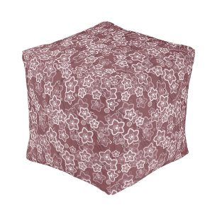 brown and white floral pattern retro sixties pouf