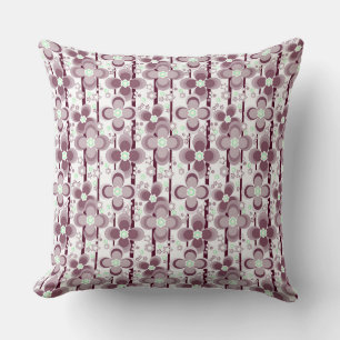 brown and white floral pattern throw pillow