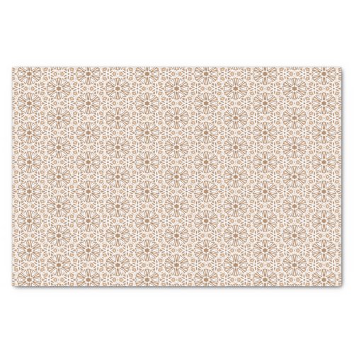 Brown and White Floral Pattern Tissue Paper